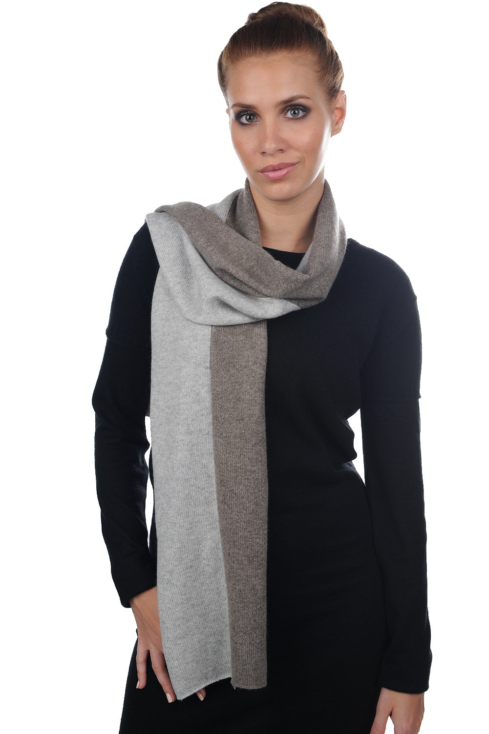 Cashmere & Yak accessories scarves mufflers luvo flanelle chine natural grey 164 x 26 cm